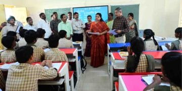 District Collector inspecting special Class 10 study sessions and school facilities at ZP High School, Pedakapavaram, Akividu mandal.