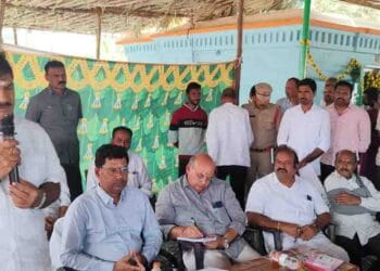 Ponnur MLA reviewing Maha Shivaratri Tirunallu arrangements with officials at Sri Bala Koteswara Swamy Temple, Quarry, Chebrolu.
