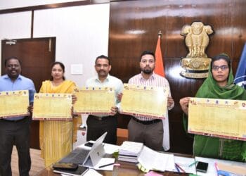 District Collector A Thameem Ansariya releasing the poster for Mangalagiri Job Mela offering 597 job opportunities