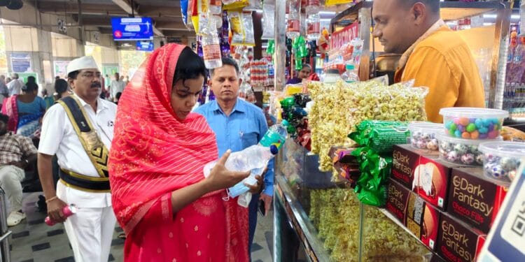 Collector A. Thameem Ansariya inspecting toilets and drinking water facilities at Guntur RTC Bus Station during a surprise visit.