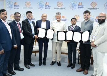 Andhra Pradesh Chief Minister Chandrababu Naidu witnesses exchange of AI MoUs with IBM, NxtGen and BharatGen at AI Impact Summit in New Delhi