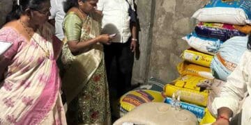 PDS Rice Illegal Storage Raid in Veerulapadu where officials seized 15 tons of ration rice during midnight inspection