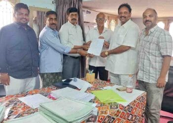 Farmer Kanteti Anjaiah submitting land documents under Amaravati capital land pooling initiative