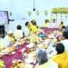 Nara Lokesh and Chandrababu Naidu interacting with TDP senior leaders at Undavalli