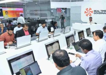 Chief Minister N Chandrababu Naidu reviewing Iran conflict impact on Andhra Pradesh with officials at the RTGS centre in Amaravati