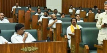 Chief Minister N. Chandrababu Naidu speaking in the Assembly on the Tirumala laddu controversy