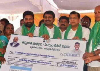 Collector Himanshu Shukla at PM Kisan Annadata Sukhibhava funds release program in Pottepalem village Nellore