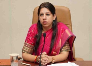 Palnadu District Collector Kritika Shukla chairing the DIPEC meeting at the Collectorate conference hall.