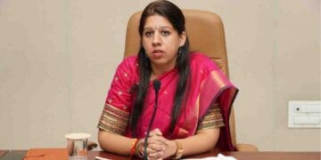 Palnadu District Collector Kritika Shukla chairing the DIPEC meeting at the Collectorate conference hall.