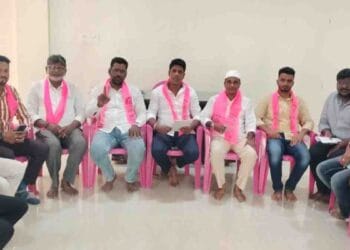 BRS leaders addressing media on Congress budget minority welfare issues