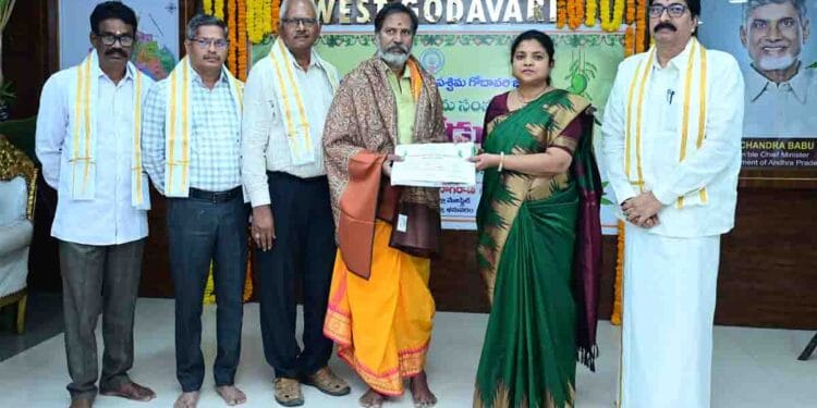 District Collector Nagarani lighting lamp during Ugadi Celebrations in Bhimavaram 2026