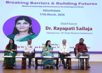 Dr Rayapati Shailaja speaking at VIT Amaravati event on women leadership