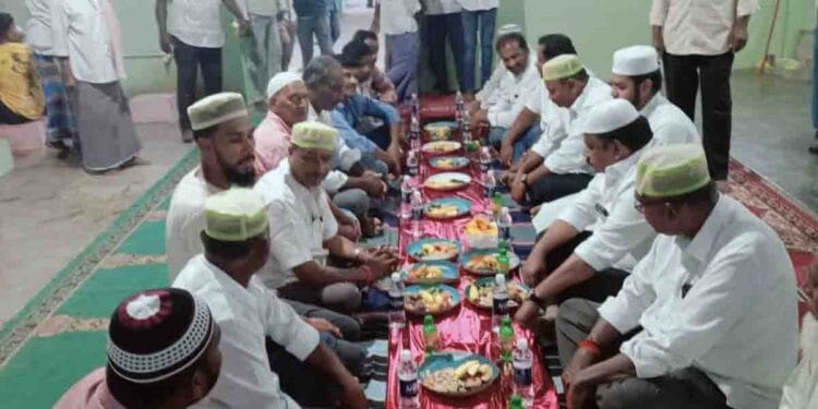 Ramadan Iftar feast organized at Gandaboyanapalli village Masjid in Pileru constituency promoting communal harmony.