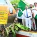 Union Minister Srinivasa Varma and MLA Arimilli Radhakrishna welcoming Amrit Bharat Express at Tanuku Railway Station