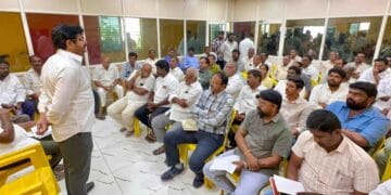 Gudivada Water Projects Development review meeting led by MLA Venigandla Ramu with irrigation and drainage officials