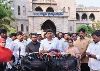 Union Minister Pemmasani Chandrasekhar reviewing Guntur development works at Collectorate meeting