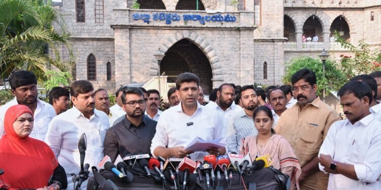 Union Minister Pemmasani Chandrasekhar reviewing Guntur development works at Collectorate meeting