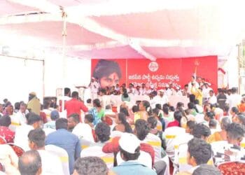 Jana Sena leaders participating in membership drive event in Atmakur