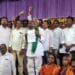 eevan Reddy walking with supporters after resigning from Congress in Jagtial
