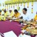 Nara Lokesh interacting with TDP party workers during foundation day event