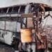 Burnt private bus after Markapur road accident near Rayavaram