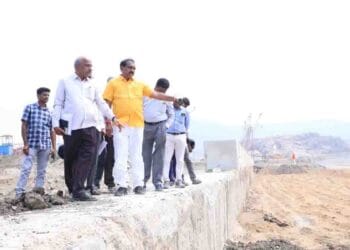 Andhra Pradesh Water Resources Minister Nimmala Ramanaidu inspecting Polavaram project works and reviewing progress with officials
