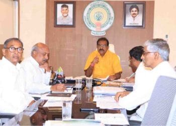 Minister Nimmala Ramanaidu reviewing irrigation works via video conference