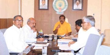 Minister Nimmala Ramanaidu reviewing irrigation works via video conference