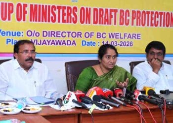 Minister S Savitha speaking about AP BC Protection Act in Vijayawada