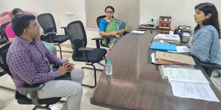 Officials discussing Human Trafficking Prevention strategies in Mangalagiri