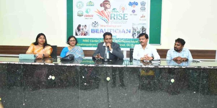 Women attending tailoring training at RISE Centre in Guntupalli
