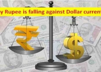 Indian rupee depreciation against US dollar graph showing falling trend