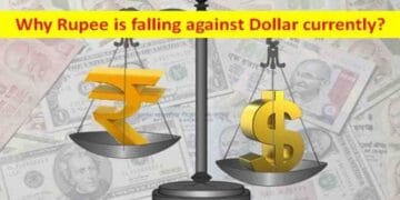 Indian rupee depreciation against US dollar graph showing falling trend