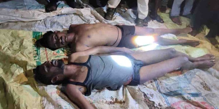 Police and locals conducting search operation at Dora Mamidi reservoir after drowning incident