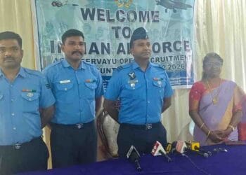 Youth participating in Agniveer Vayu recruitment rally at Guntur