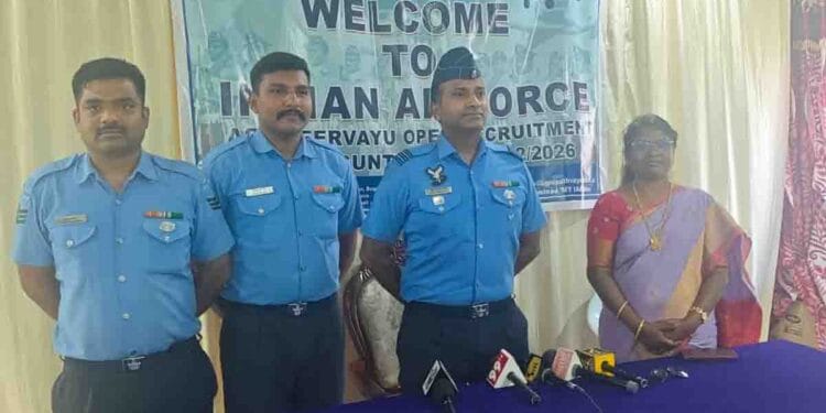 Youth participating in Agniveer Vayu recruitment rally at Guntur