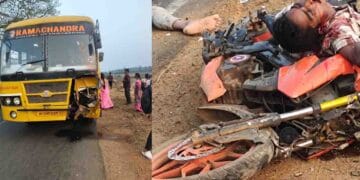 Eluru road accident police inspecting bike crash site