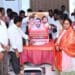 Vaddera community members performing milk abhishekam for AP leaders after mining lease allocation announcement
