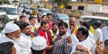 Sugavasi Prasad Babu receiving grand welcome from TDP leaders in Gurramkonda