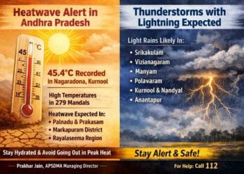 Andhra Pradesh Weather Alert showing heatwave and thunderstorms