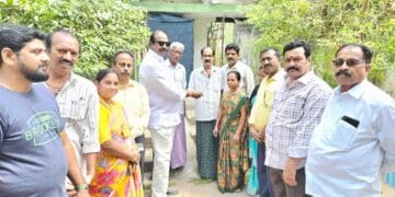 Ganni Krishna distributing pensions to beneficiaries in Rajamahendravaram highlighting public welfare