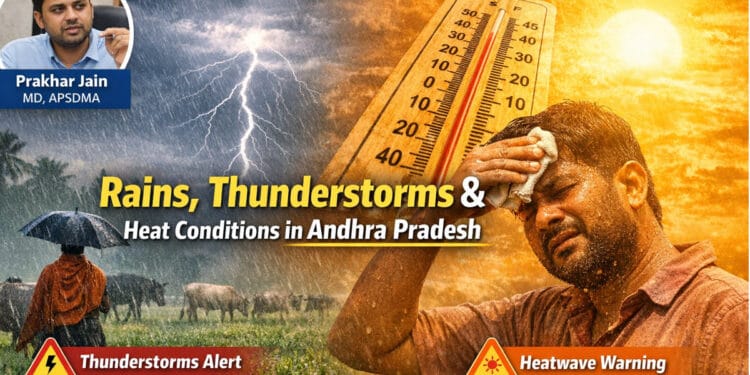 Rain Thunderstorms Heat AP weather with lightning and heatwave conditions in Andhra Pradesh