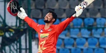 Sameer Rizvi batting against Lucknow Super Giants in IPL match