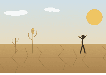 Farmer standing in a dry agricultural field during the Andhra Pradesh drought.