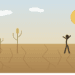 Farmer standing in a dry agricultural field during the Andhra Pradesh drought.