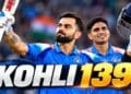 Virat Kohli celebrates his unbeaten 139 during India’s ODI against West Indies