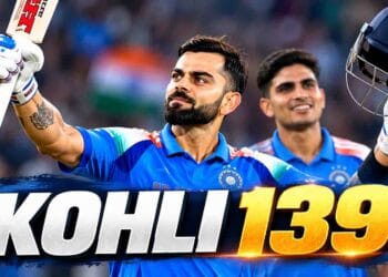 Virat Kohli celebrates his unbeaten 139 during India’s ODI against West Indies
