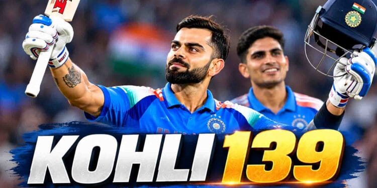 Virat Kohli celebrates his unbeaten 139 during India’s ODI against West Indies